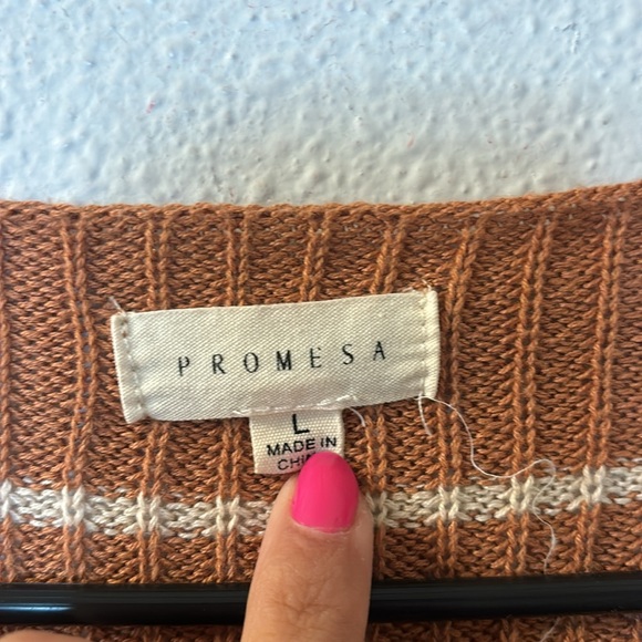 Promesa striped neck sweater size large - Picture 3 of 5